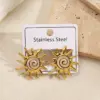 Wholesale Sunshine Plating Color Retention Earrings Hot Selling Polished And Drip Oil Electroplated Stainless Steel