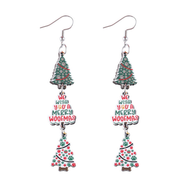 Wholesale Christmas Triple Wooden Double-Sided Earrings