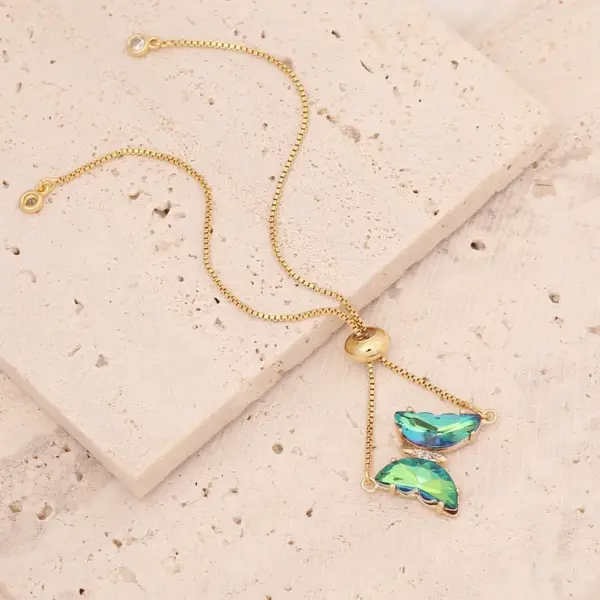 Copper 18K Gold Plated Sweet Butterfly Butterfly Zircon Bracelets