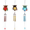 Wholesale Cross-Border Hot Selling Wind Chime Owl Iron Metal Hanging Ornaments Glass Painted Spray Paint Crafts Pendant Courtyard Garden