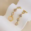 Wholesale Fashion Geometric Plating 304 Stainless Steel Artificial Gemstones 16K Gold Plated White Gold Plated Gold Plated Stainless Steel Earrings