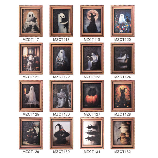 Wholesale Halloween Retro Photo Frame Magnetic Refrigerator Magnet Wooden Poster Refrigerator Magnet