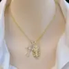 Wholesale Jewelry Retro Classic Style Cross Virgin Mary Copper Zircon 18K Gold Plated Pendant Necklace Ball Chain