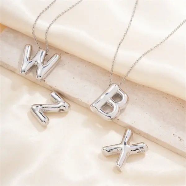 Wholesale 304 Stainless Steel Copper Rhodium Plated Hip-Hop Modern Style Classic Style Plating Letter Pendant Necklace