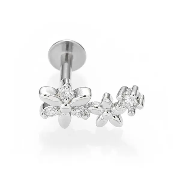 1 Piece Lip Rings Simple Style Heart Shape Flower Butterfly 316L Stainless Steel Waterproof Non Tarnish Surgical Steel Zircon Ion Plating (IP) 14K Gold Plated Lip Rings Ear Cartilage Rings & Studs Nose Rings & Studs