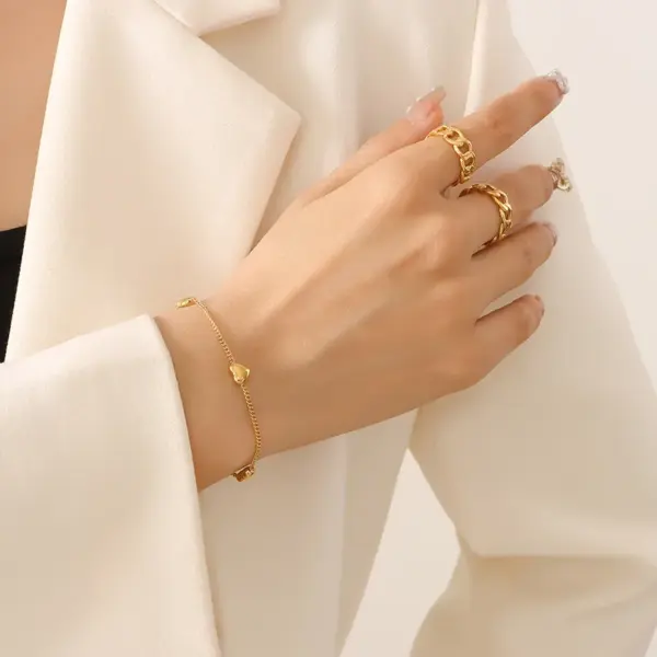 304 Stainless Steel Number PVD Coated 18K Real Gold Plated Sweet Simple Style Waterproof Non Tarnish Gold Bracelets Necklace