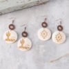 Wholesale Cross-border Bohemian Cactus Sun Aztec Pattern Wood Laser Disc Stitching Earrings