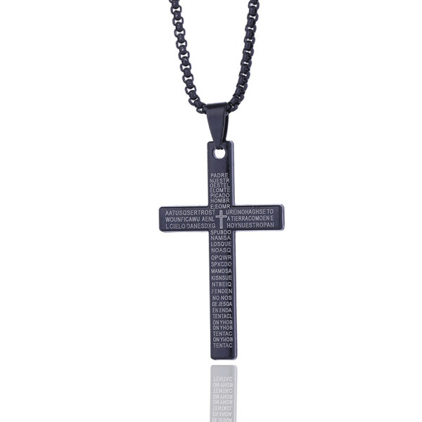 Wholesale European and American New Cross Necklace Men's Scripture Neutral Style Hip Hop Pendant Pendant Necklace Women's Jewelry