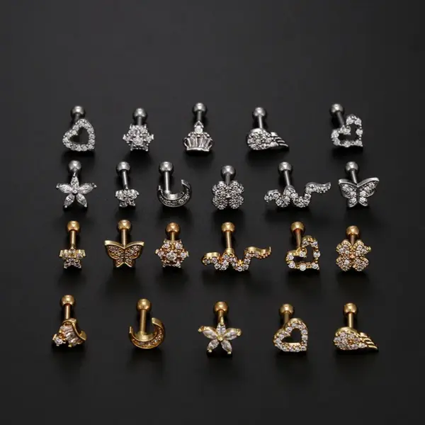 1 Piece Fashion Heart Shape Inlay Stainless Steel Zircon Ear Studs