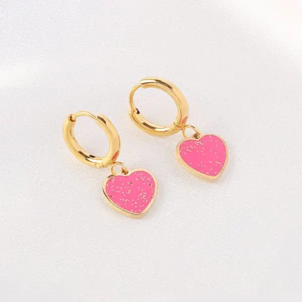 Wholesale 1 Piece Fashion Heart Shape Stainless Steel Plating Earrings