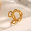 Wholesale Ion Plating (IP) 18K Gold Plated Oval 304 Stainless Steel Simple Style Waterproof Non Tarnish Open Rings