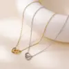 Wholesale 304 Stainless Steel Heart Shape PVD Coated Stone-Free 18K Real Gold Plated Necklace