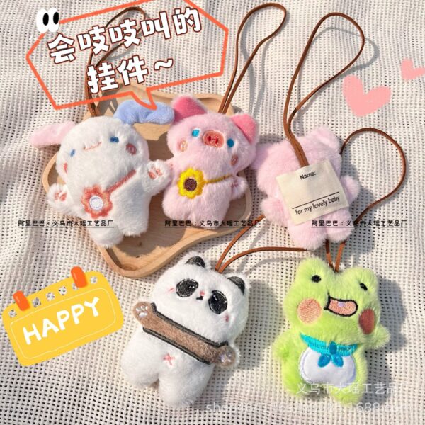 Wholesale Cute fresh creaking pig frog panda doll name sticker pendant birthday holiday gift