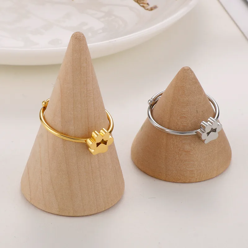Wholesale 304 Stainless Steel Paw Print PVD Coated 18K Real Gold Plated Waterproof Non Tarnish