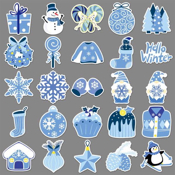 Wholesale 50pcs/pack blue winter cartoon Christmasstickers
