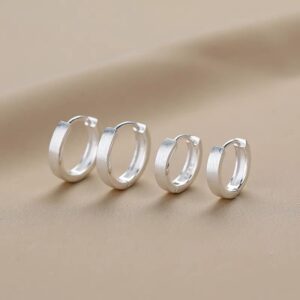 Frosted plain hoop brushed earrings-15mm