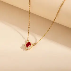 Red Zirconium Pendant Necklace