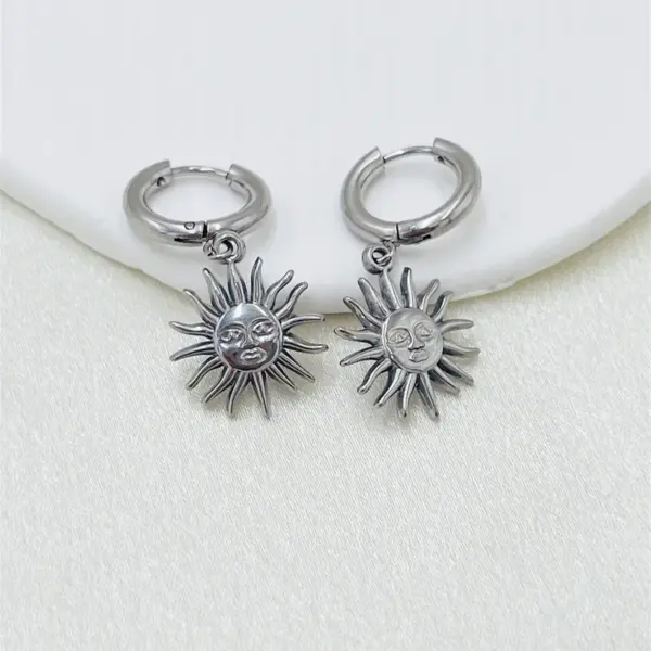 Wholesale 1 Pair Simple Style Sun 304 Stainless Steel Stainless Steel Earrings
