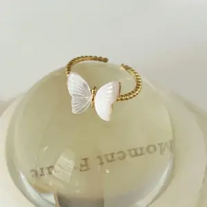 White Fritillary Open Ring / Adjustable Opening