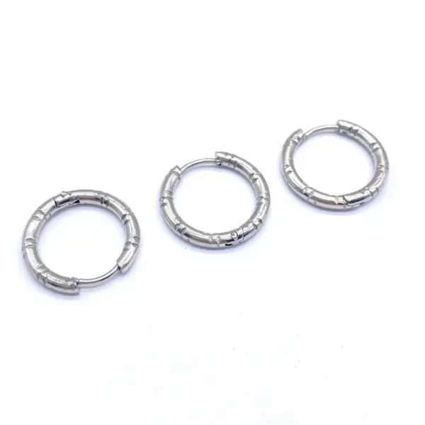 Wholesale Unisex Titanium Steel Non-Fading Double Tooth Pattern Hoop Earrings Simple Elegant Versatile High-Quality Geometric Design Jewelry