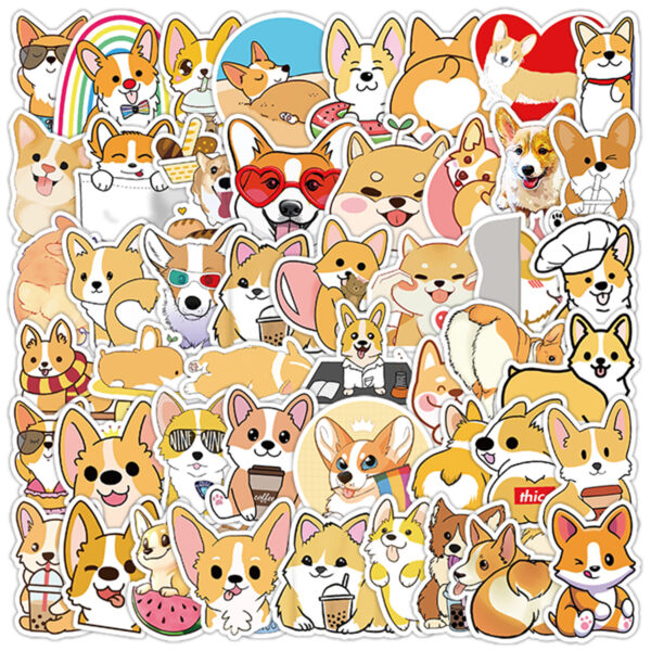 oly-a17bda0351463747bc566d1bb6d875dc Wholesale 50 cute cartoon corgi dog notebook doodle stickers