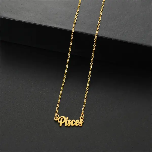 PVD Coated 18K Gold Real Plated Letter Constellation 201 Stainless Steel Basic Simple Style Commute Waterproof Non Tarnish Pendant Necklace