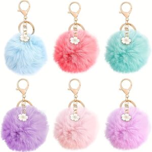Wholesale 6PCS cross-border explosions Rex Rabbit imitation rabbit fur ball pendant artificial fur ball key chain pendant luggage hanging accessories