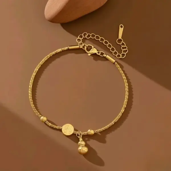 Wholesale Bohemian Fashion Personality Women's Foot Jewelry Straight Supply Stainless Steel Plated 18K Gold Non-fading Ankle Bracelet