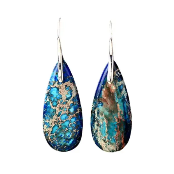 Wholesale 1 Pair Classic Style Water Droplets Patchwork Agate Drop Earrings