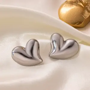 G115 Love Ear Studs Steel Color