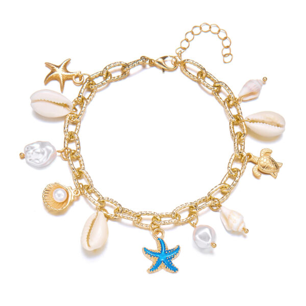Wholesale European and American Cross-border New Starfish Shell Conch Pearl Bracelet suit Women's Summer Ocean Vacation Style Jewelry