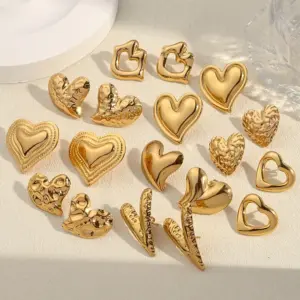 Electroplating Golden Plated Lips Red Heart 304 Stainless Steel Casual Simple Style Polishing Plating Earrings