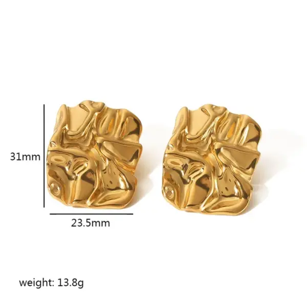 Wholesale PVD Coated Real Gold Plated Shell 304 Stainless Steel Retro Waterproof Non Tarnish Ear Studs