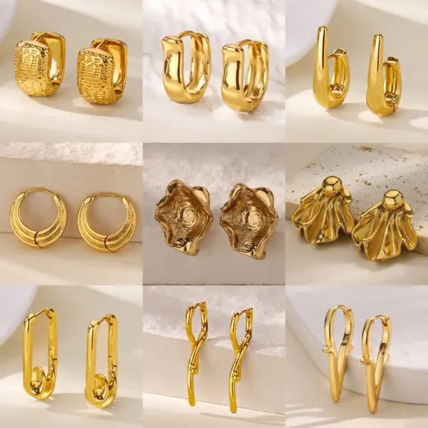 Wholesale Copper Geometric Electroplating Stone-Free 18K Real Gold Plated Casual Style Elegant Simple Style Earrings