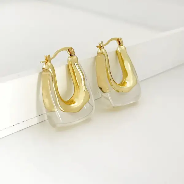 Wholesale 1 Pair Modern Style U Shape Irregular Plating Copper 18k Gold Plated Earrings
