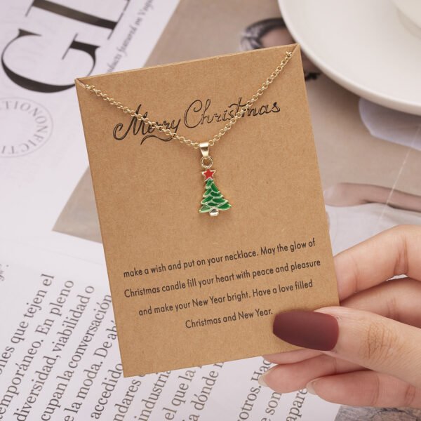 Wholesale Christmas Wish Painting Oil Paper Card Necklace