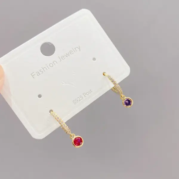 Wholesale Fashion Round Copper Drop Earrings Plating Inlay Zircon Copper Earrings 3 Pairs