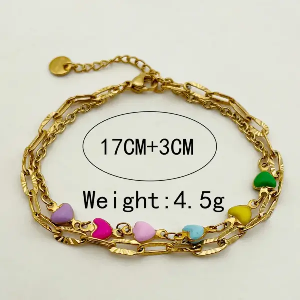 Wholesale PVD Coated Real Gold Plated 18K Gold Heart Shape 304 Stainless Steel Modern Style Waterproof Non Tarnish 304 Stainless Steel Bracelets