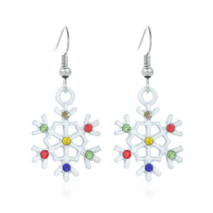 15. colored diamond and white snowflake earrings