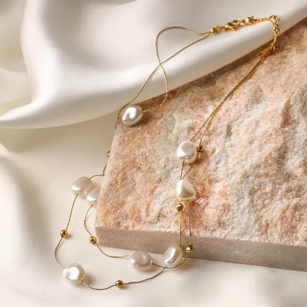 PVD Coated 18K Gold Plated Irregular 304 Stainless Steel Elegant Waterproof Non Tarnish 304 Stainless Steel Layered Necklaces