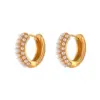 PVD Coated Real Gold Plated 18K Gold Round 304 Stainless Steel Fashion Waterproof Non Tarnish Earrings