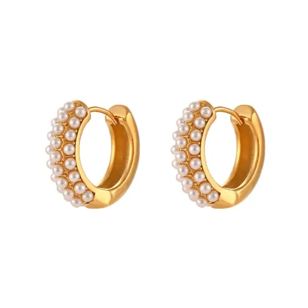 PVD Coated Real Gold Plated 18K Gold Round 304 Stainless Steel Fashion Waterproof Non Tarnish Earrings