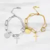 Wholesale Elegant Lady Streetwear Cross Stainless Steel Plating Bracelets