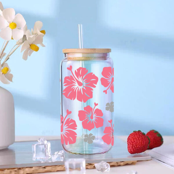 Wholesale Colorful beautiful flowers 16oz Cup UV DTF Wrap