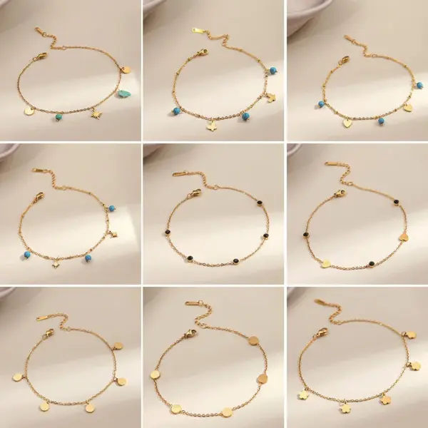 Retro Heart Shape Stainless Steel Women's Anklet