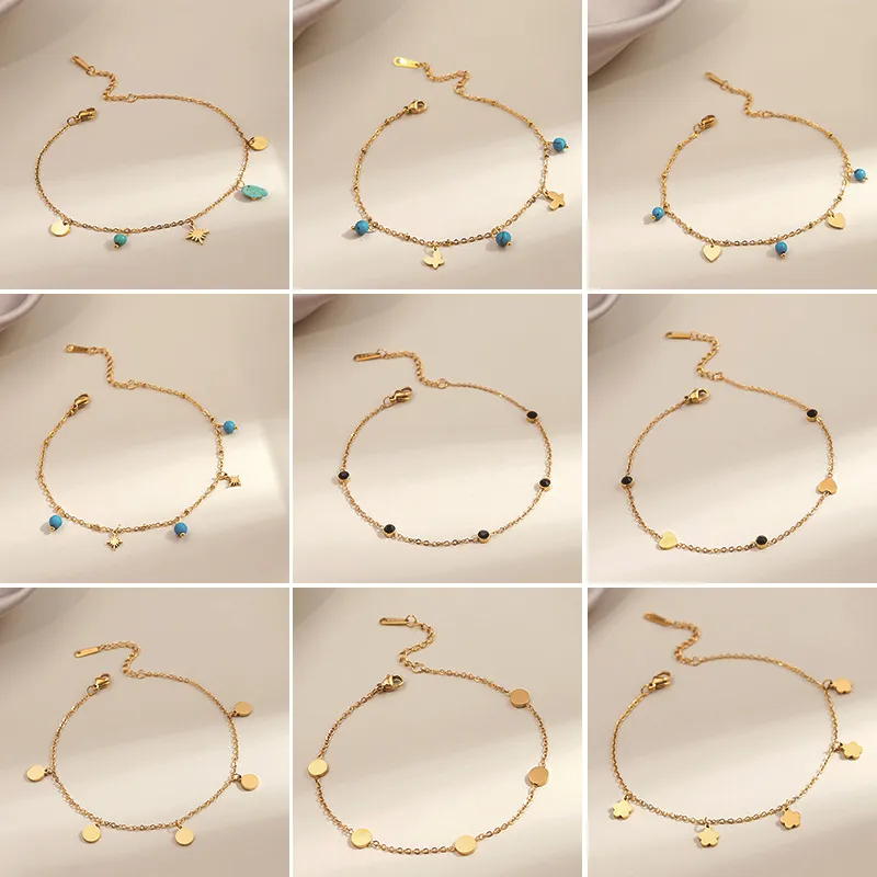Wholesale Retro Heart Shape Stainless Steel Women's Anklet