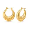 Wholesale 1 Pair Original Design Solid Color Spiral Stripe Plating Titanium Steel Hoop Earrings