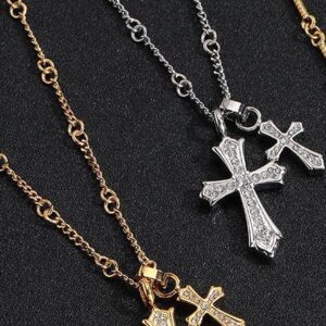 Double cross steel color single 2 chains 50+5cm