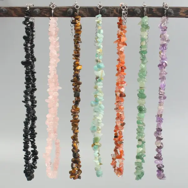 Wholesale Vacation Irregular Geometric Natural Stone Crystal Handmade Necklace