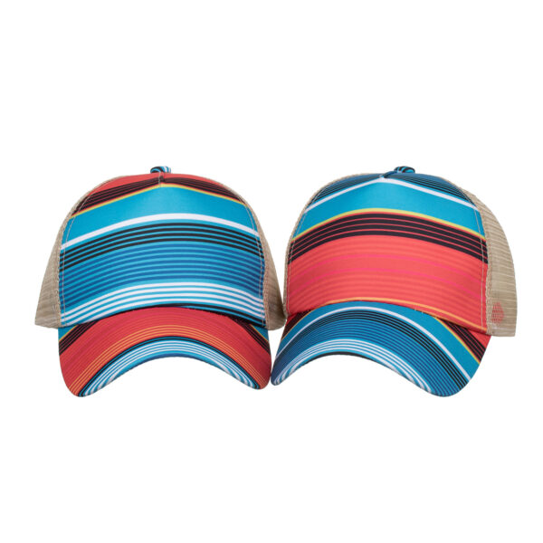Wholesale Digital print striped cross elastic nytail baseball net cap baseball cap cap Sun cap B759